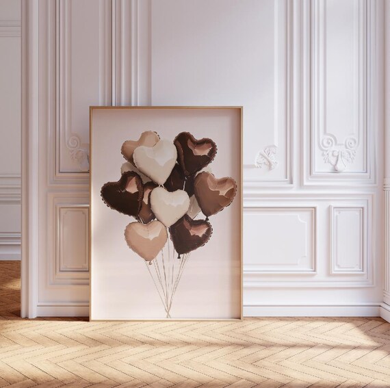 Neutral Heart Balloons Print Funky Dorm Decor