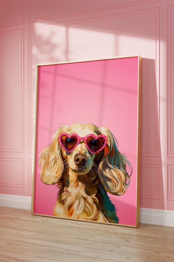 Funky Pink Dachshund Kids Room Poster