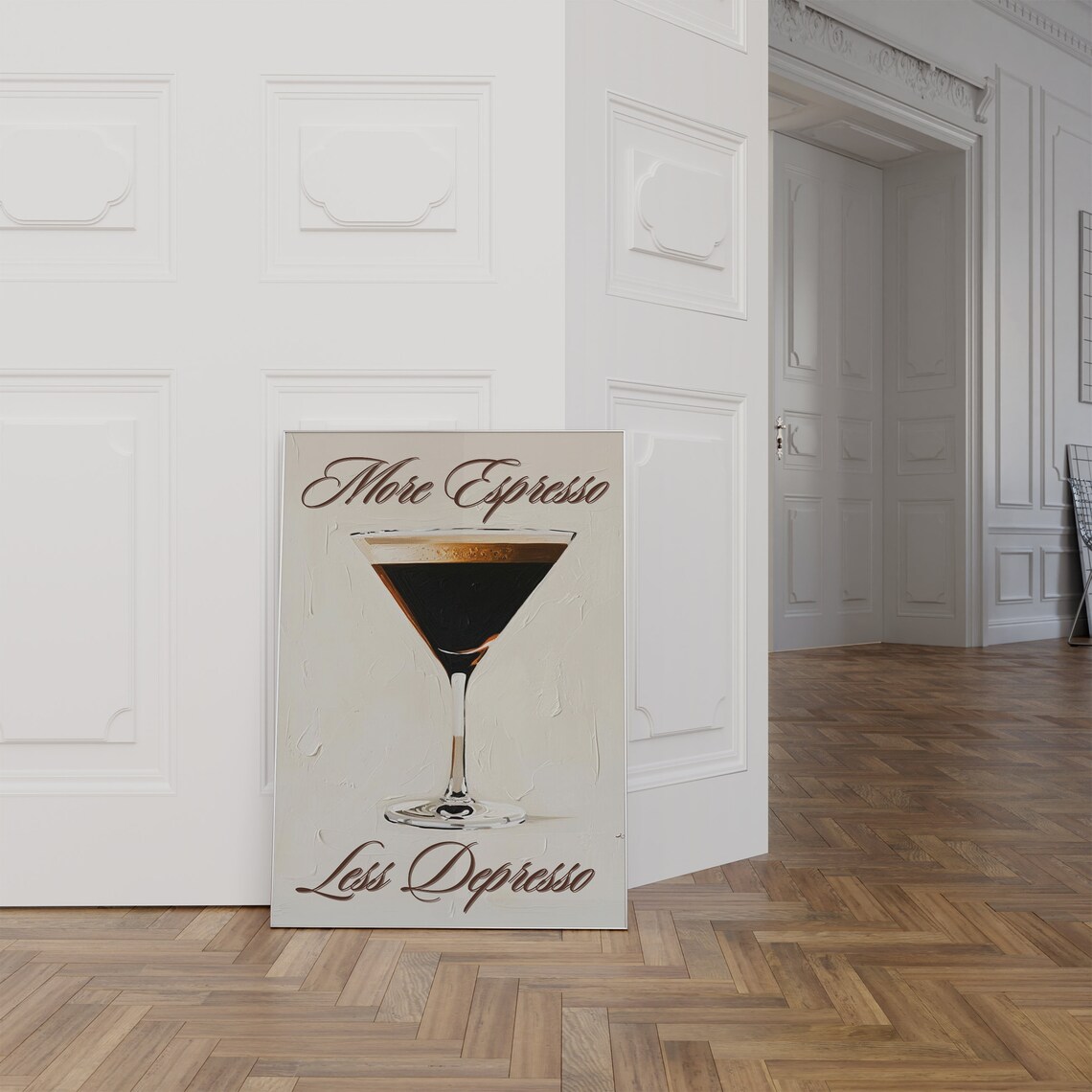 More Espresso Less Depresso Martini Funny Coffee Quote Wall Poster