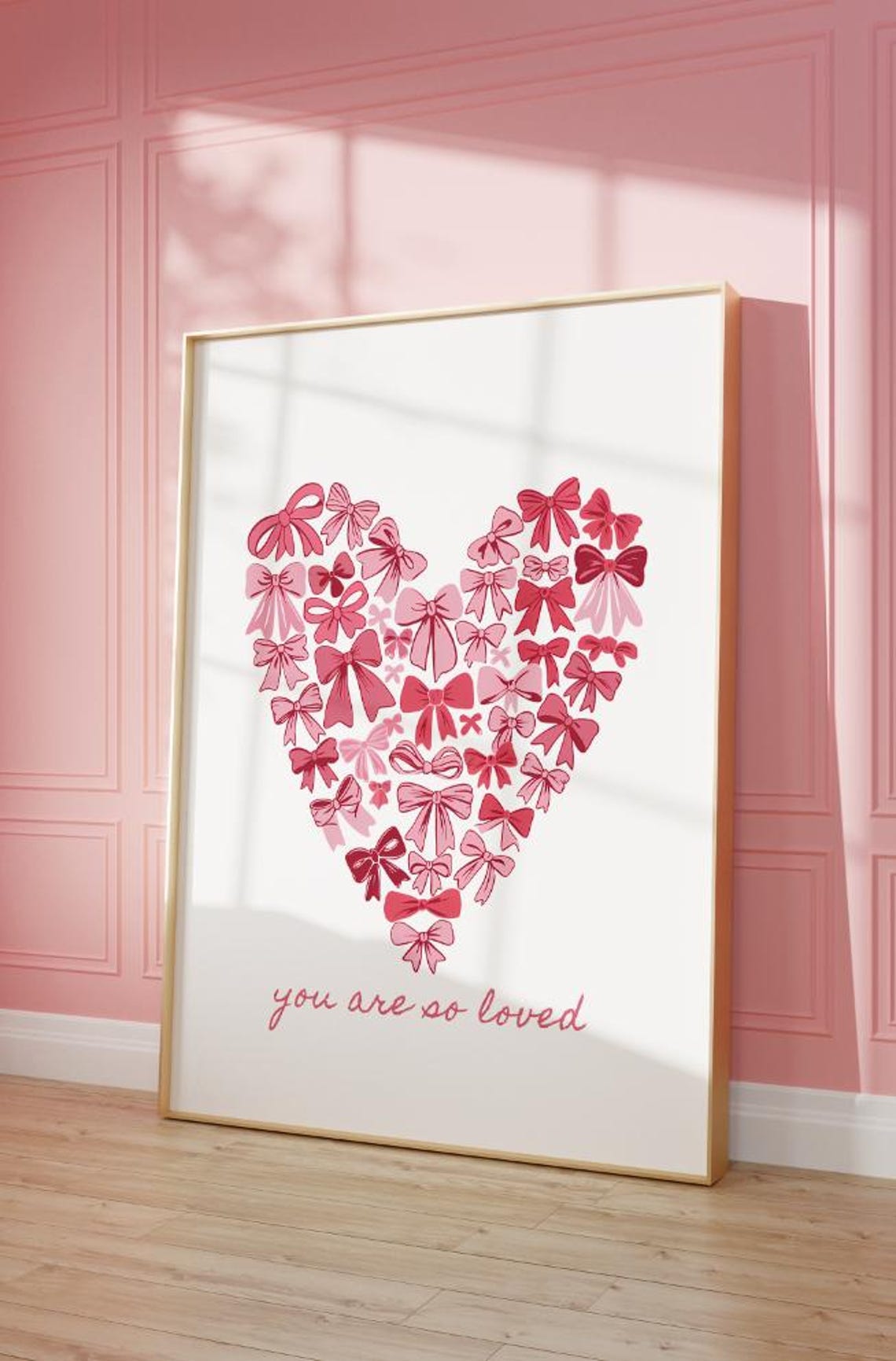 Pink Bow Heart You Are So Loved Coquette Aesthetic Wall Poster