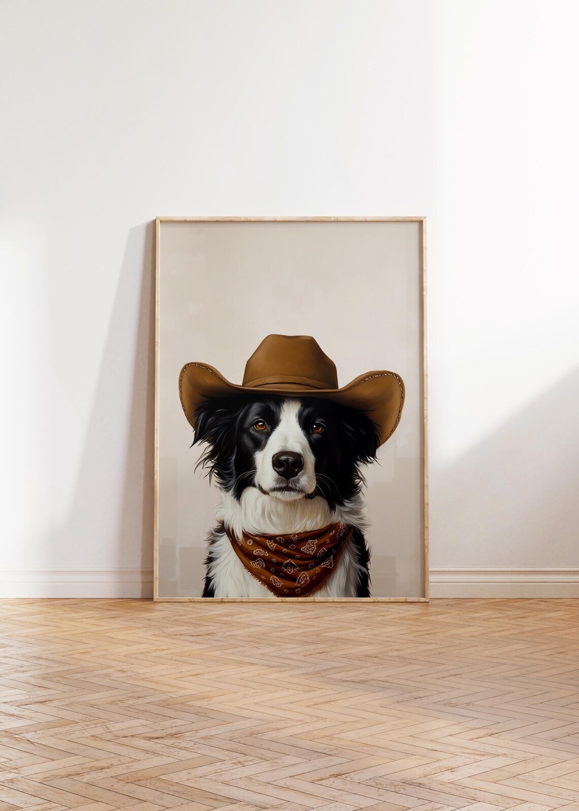 Border Collie Cowboy Hat Print, Western Wall Art - Image 2