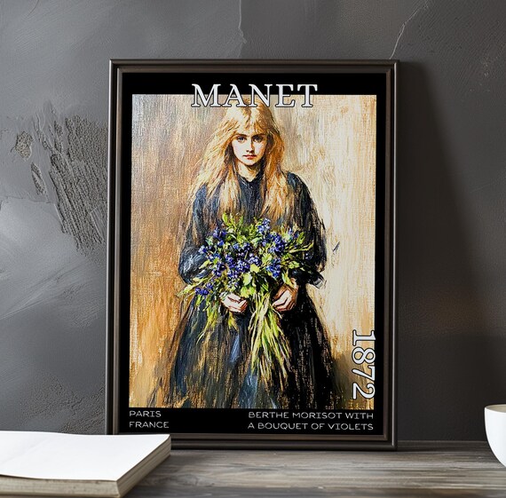 Manet Berthe Morisot Violet Bouquet Golden Portrait 1872 Paris Poster