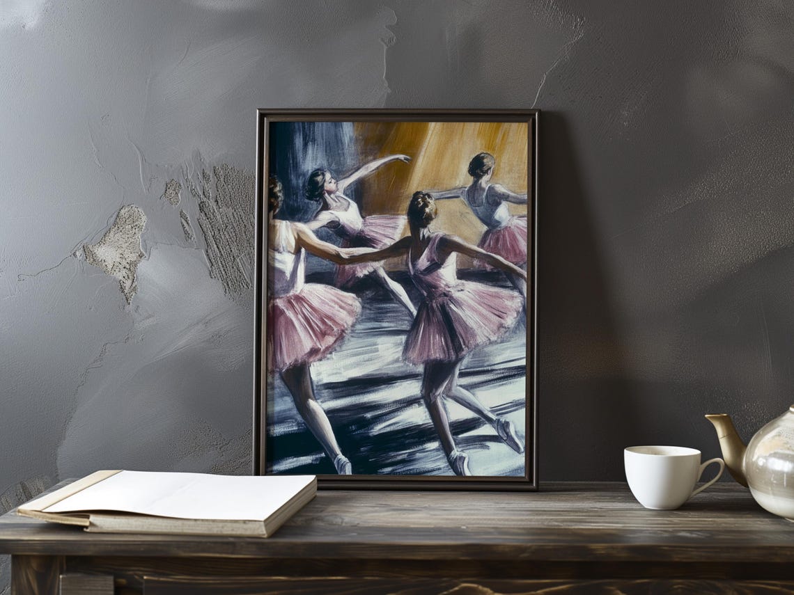 Edgar Degas Ballerinas in Pink Tutus Mid Performance Art Poster