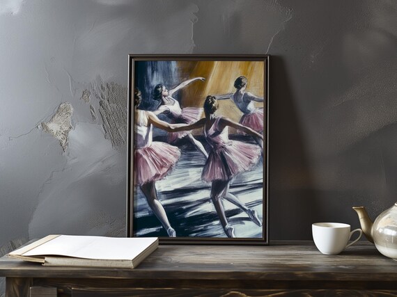 Edgar Degas Ballerinas in Pink Tutus Mid Performance Art Poster