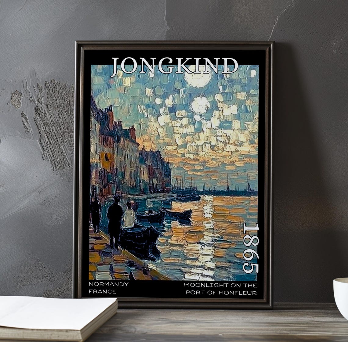Johan Jongkind Moonlit Quay at Honfleur 1865 Harbor Night Poster