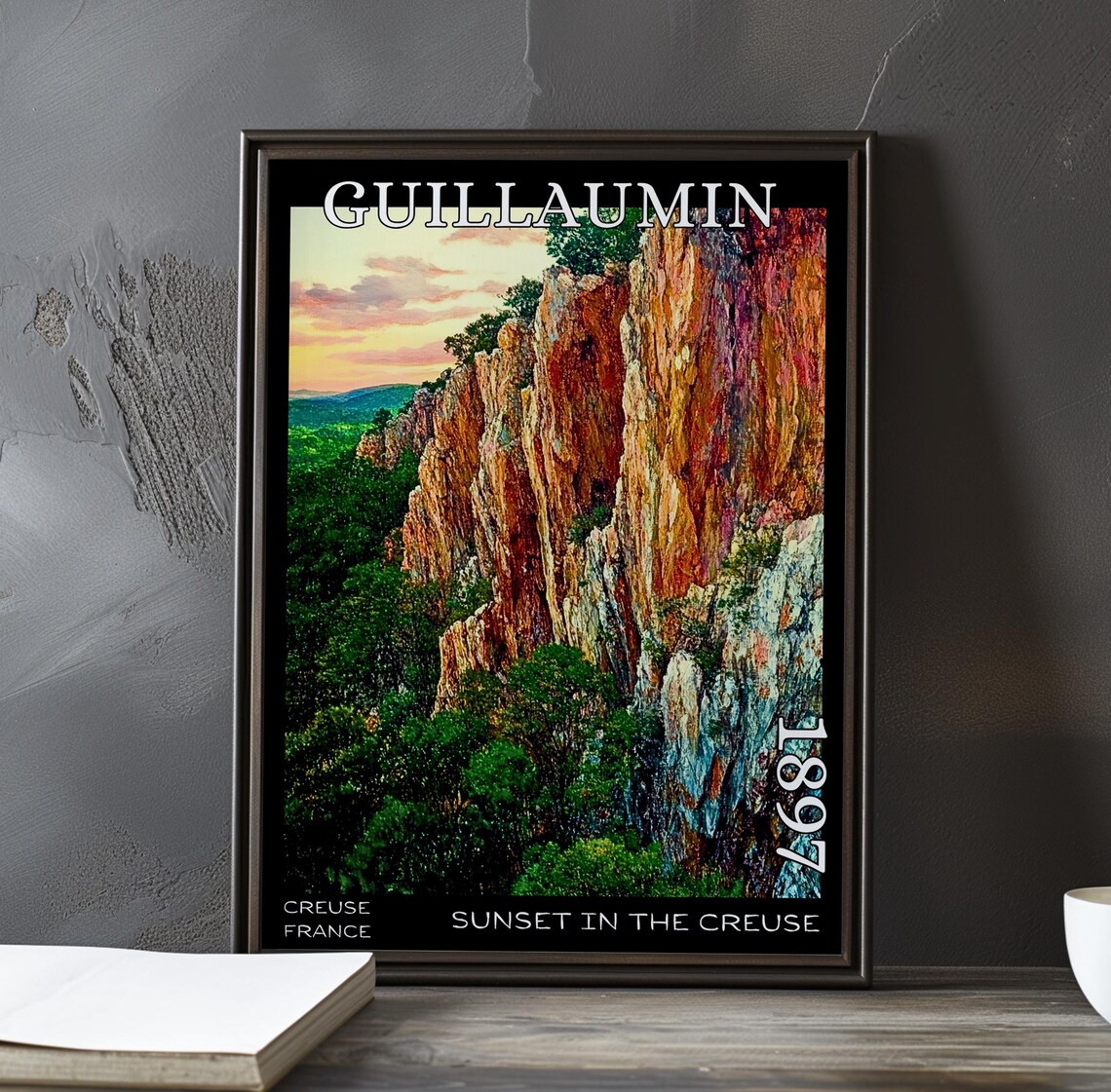 Guillaumin Sunset in the Creuse Copper Rock Face 1897 Art Poster