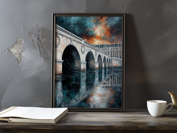 A Bridge Over The Seine Johan Jongkind Inspired Impressionist Art Print Maritime Landscape Poster 19thcentury Seascape Paintings