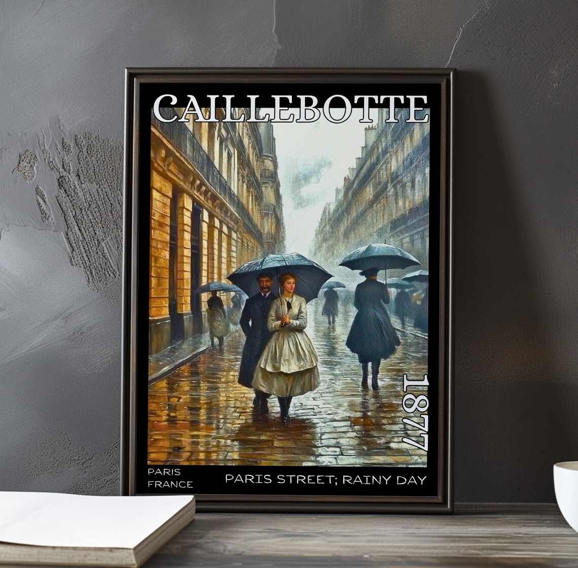 Caillebotte Paris Street Rainy Day 1877 Couple Wet Cobblestones Art Poster