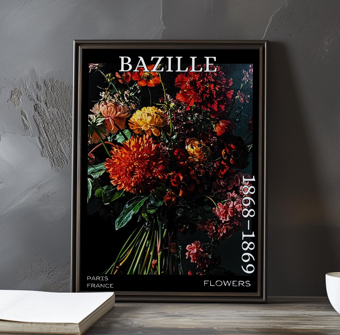 Bazille Flowers 1868-1869 Fiery Chrysanthemum Bunch Art Poster