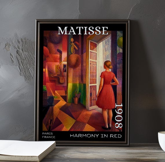 Harmony In Red 1908 Henri Matisse Print Poster Fauvism Interior Scene Room French Post Impressionism Bold Colour Wall Art Decor