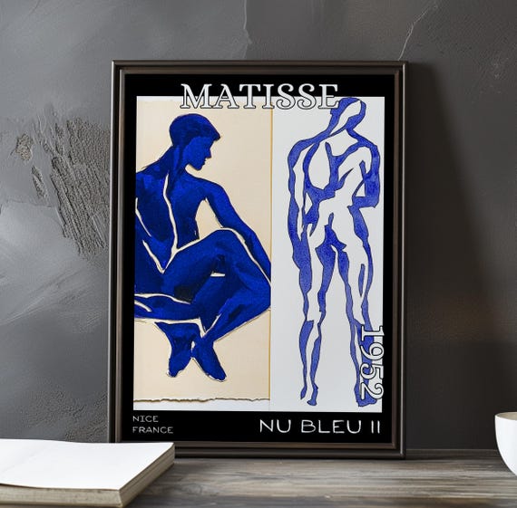 Nu Bleu Ii 1952 Henri Matisse Print Poster Blue Nude Abstract Cutout Female Figure French Post Impressionism Fauvist Art Decor 1950s