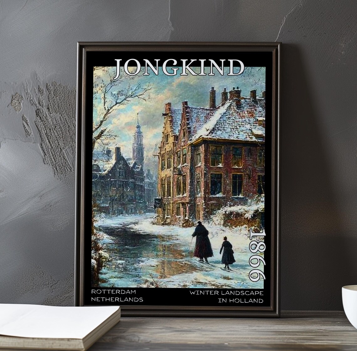 Jongkind 1866 Snowy Rotterdam Street Winter Walk with Child Poster