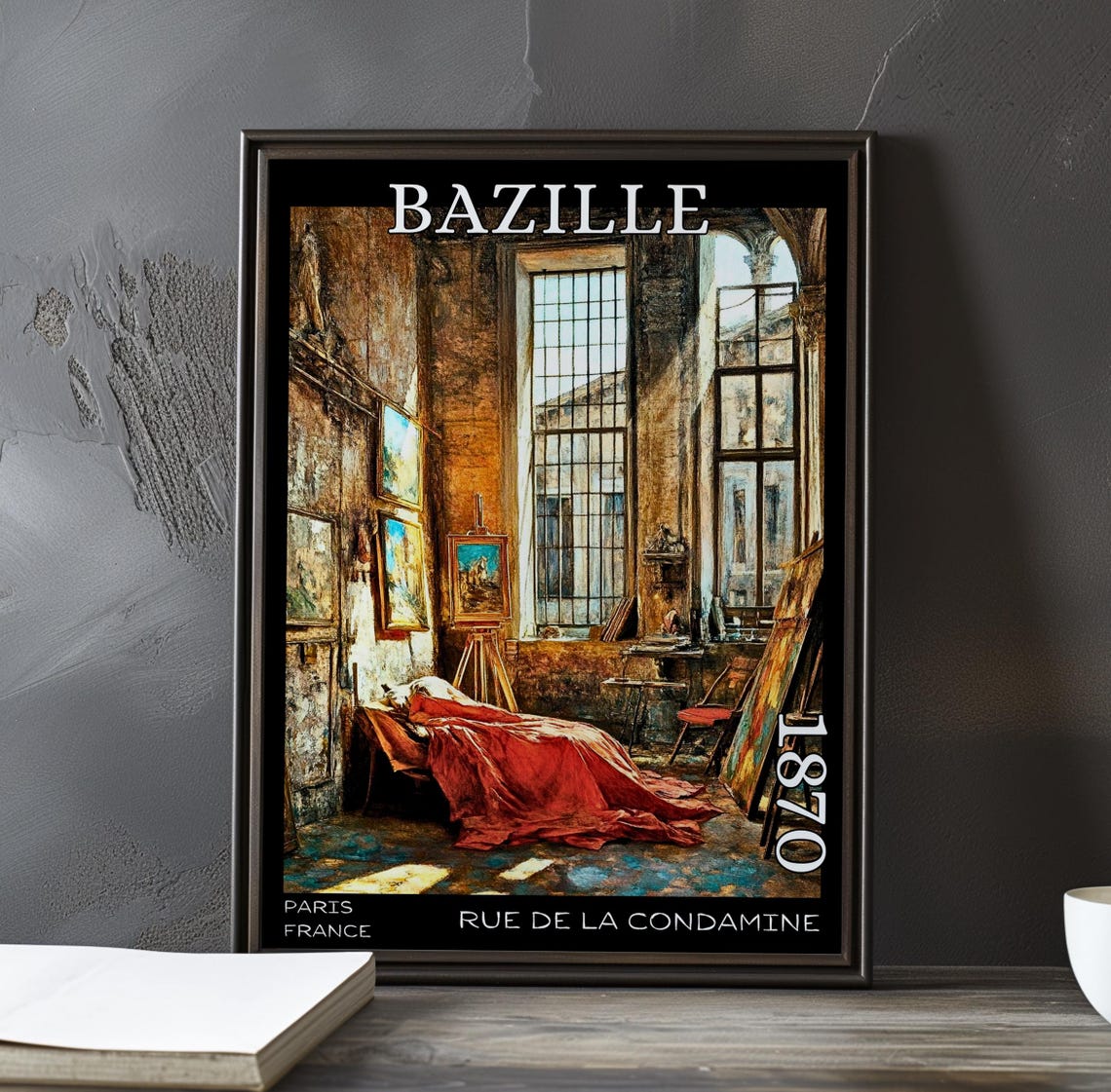 Bazille Rue de la Condamine 1870 Red Draped Chaise Studio Poster