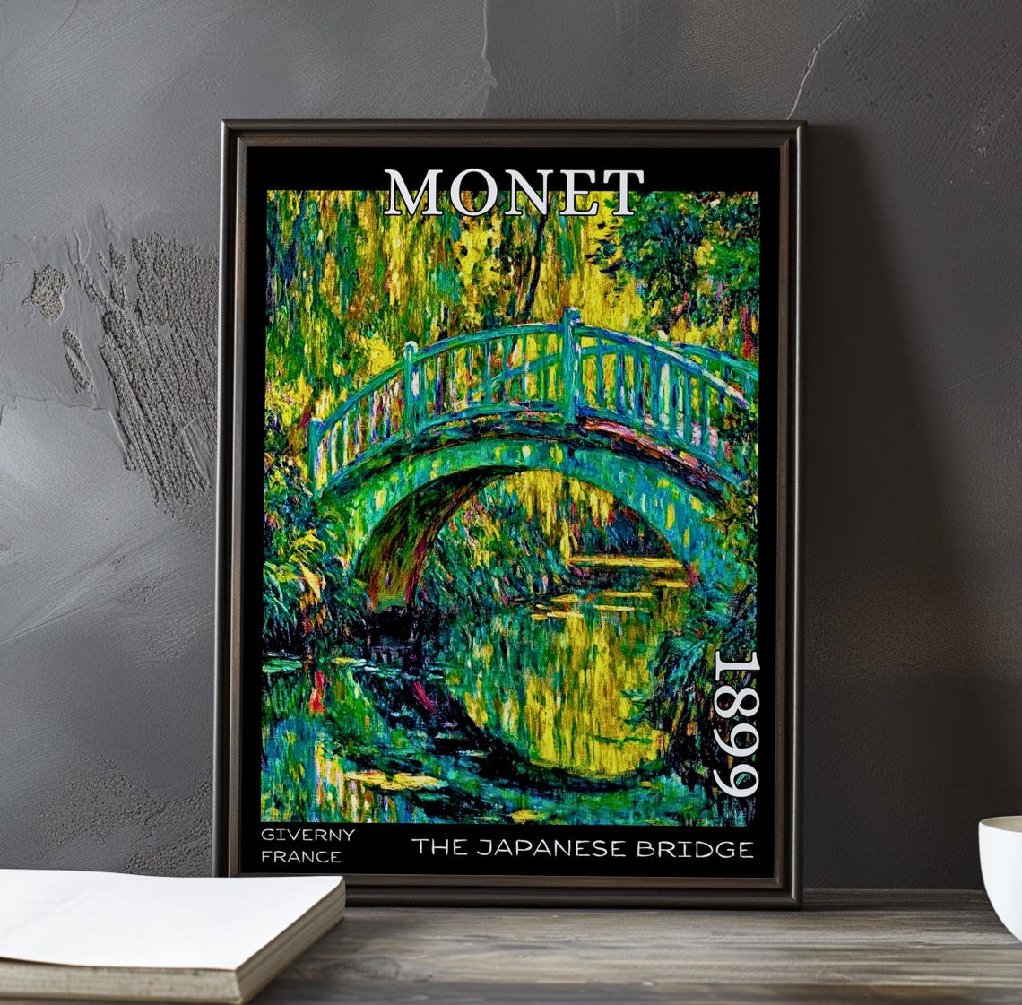 Japanese Bridge Turquoise Arch Pond Mirror Claude Monet 1899 Poster