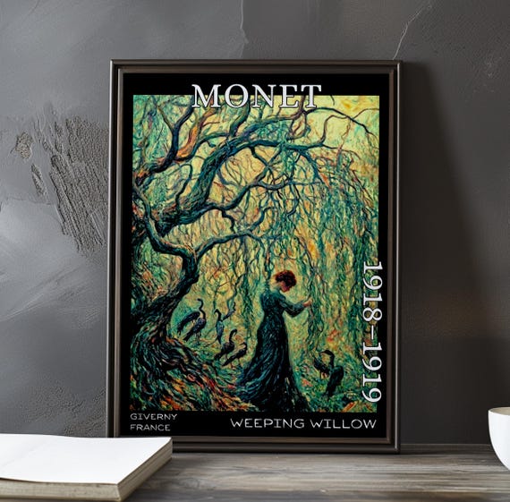 Weeping Willow 19181919 Claude Monet Print Poster Impressionism Post Impressionist Tree 20th Century Garden Landscape Wwi Era Art