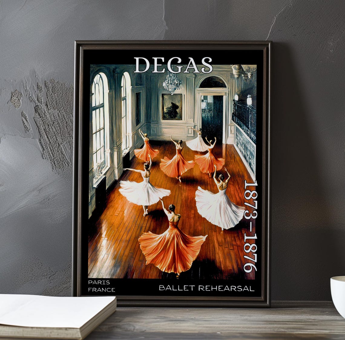 Dancers in Orange and White Tutus Degas-Style Rehearsal Poster