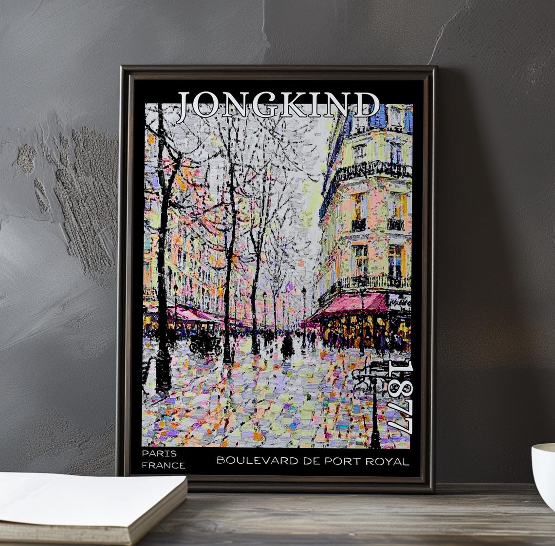 Jongkind 1877 Colorful Impressionist Paris Boulevard Cafes Poster