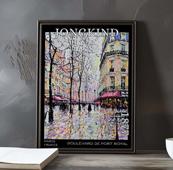 Jongkind 1877 Colorful Impressionist Paris Boulevard Cafes Poster
