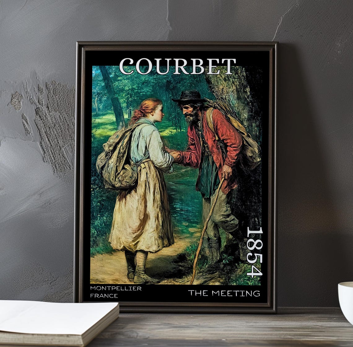 Gustave Courbet Elder Greeting a Young Woman on Path 1854 Poster