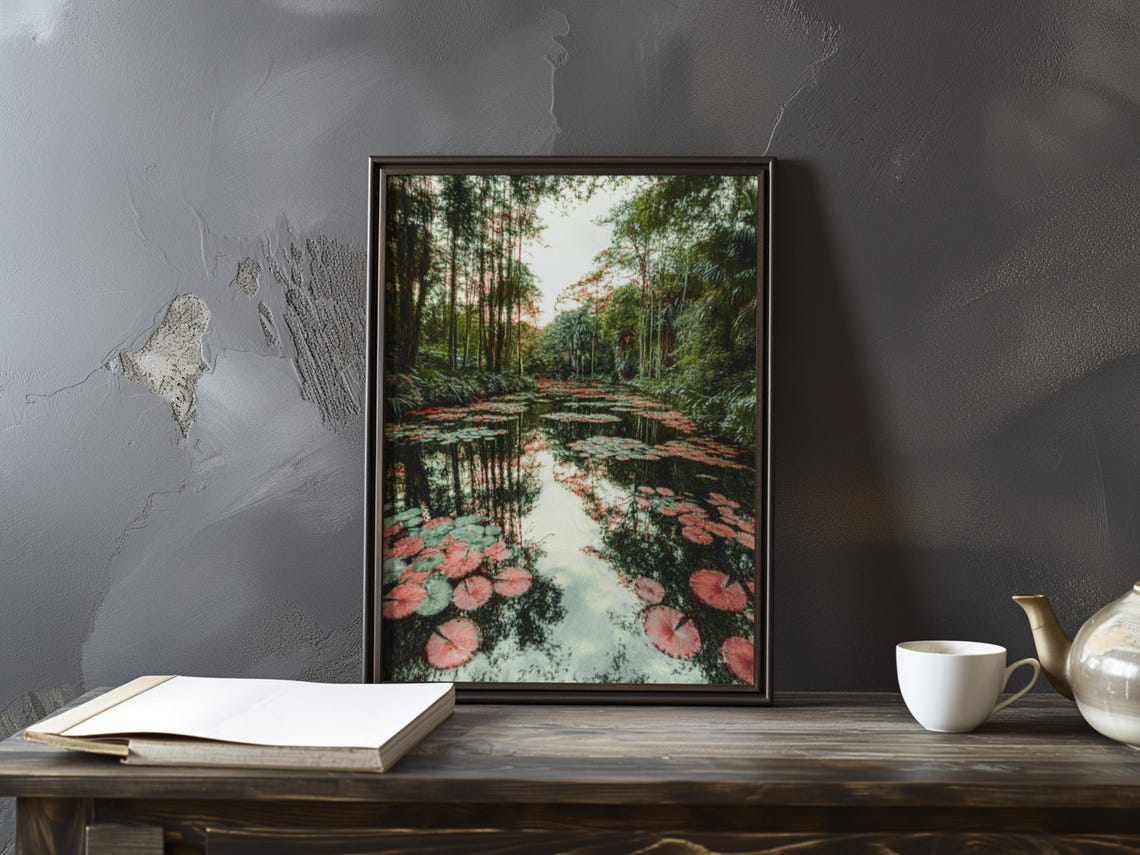 Claude Monet Water Lilies Mirror Pond Tree Reflection Poster