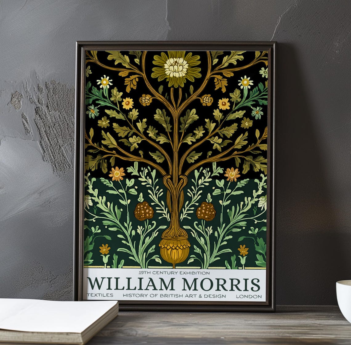 William Morris Tree of Life Gold Blossom Damask Pattern Poster