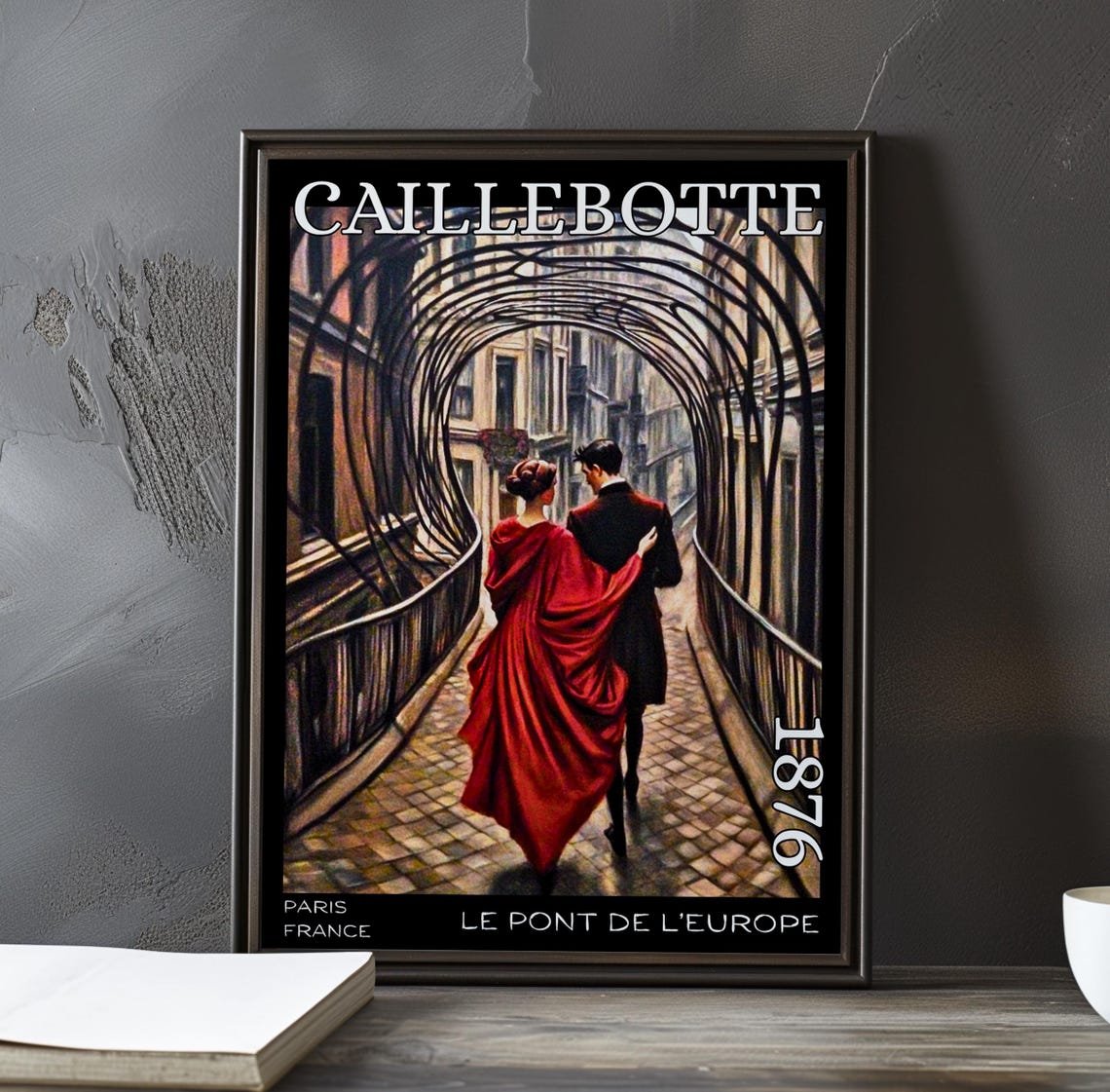 Caillebotte Le Pont de l'Europe Arch Tunnel Walkway Couple Poster