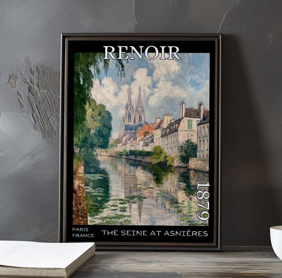 The Seine At Asnieres 1879 Renoir Style Cathedral Reflected In Water Poster