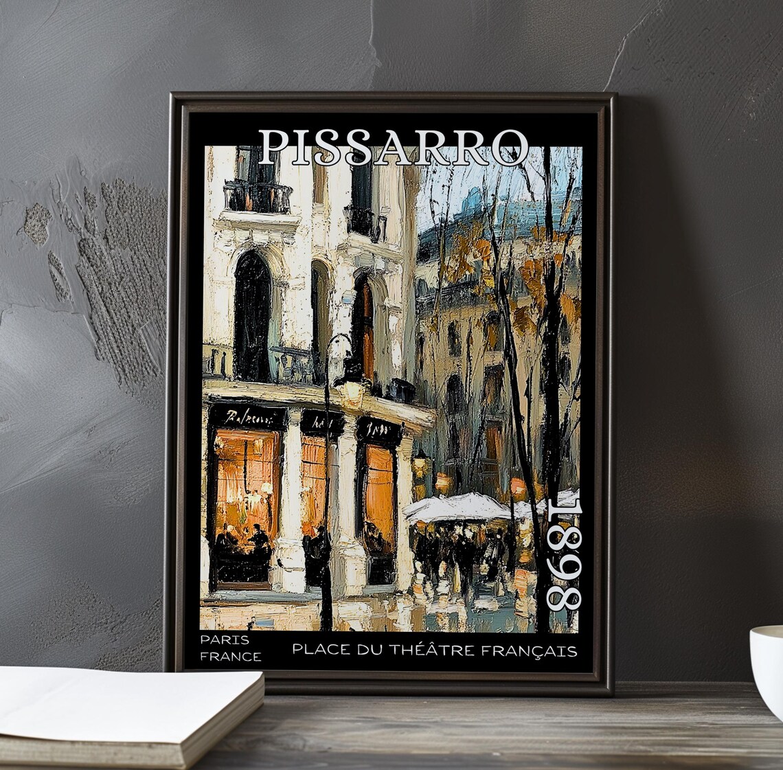 Pissarro Place du Théâtre Français 1898 Glowing Cafe Corner Poster