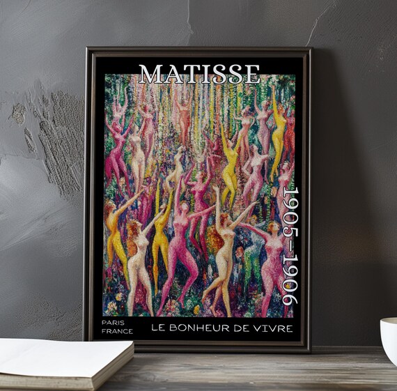 Le Bonheur De Vivre 19051906 Henri Matisse Print Poster Fauvism Nude Landscape Bold Color French Post Impressionist Modernist Decor