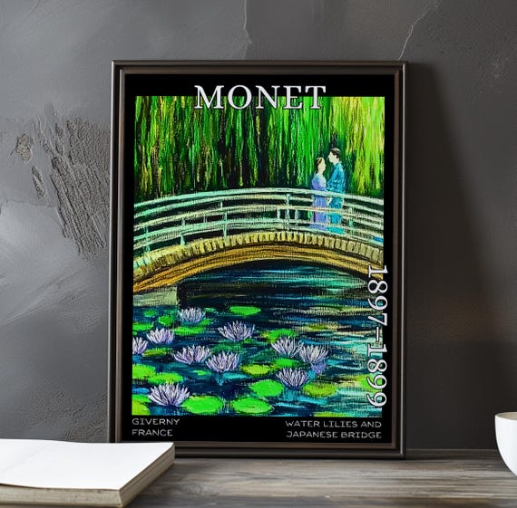 Water Lilies Japanese Bridge 18971899 Claude Monet Print Poster Impressionism Post Impressionist Pond Scene French Floral View Art