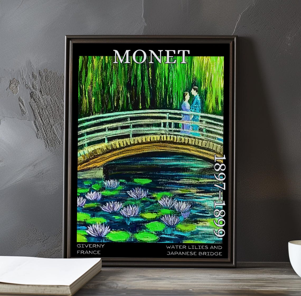 Japanese Bridge Embrace White Bridge Pair Monet 1897-1899 Poster