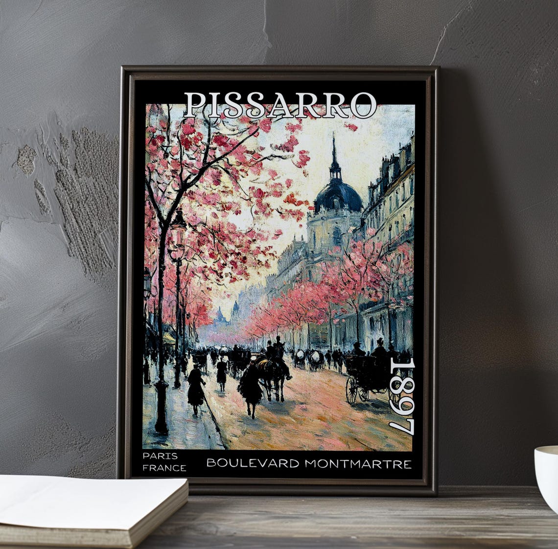 Pissarro Boulevard Montmartre 1897 Domed Skyline Horse Riders Poster