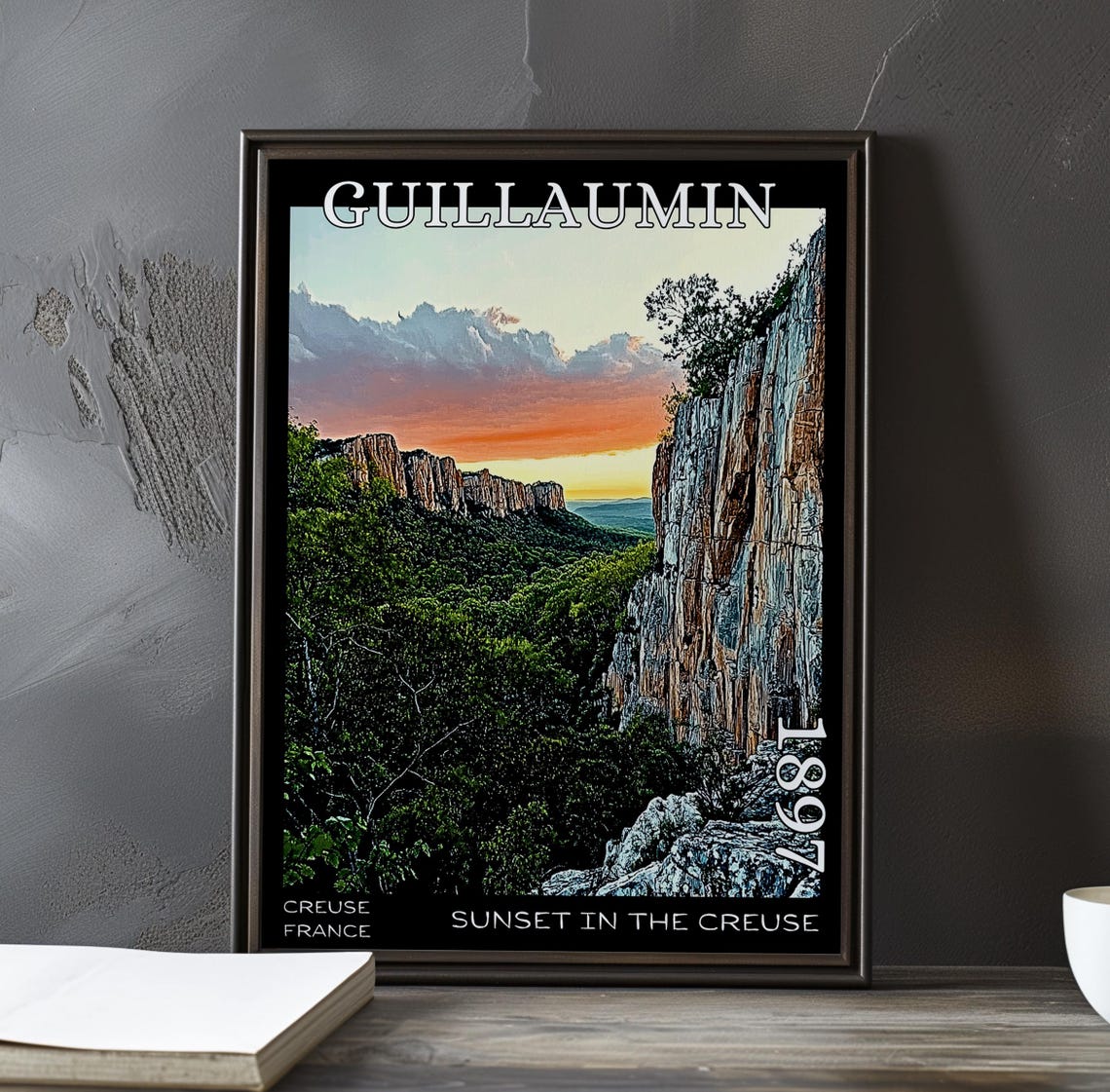 Guillaumin Sunset In The Creuse Green Valley Cliffs 1897 Poster