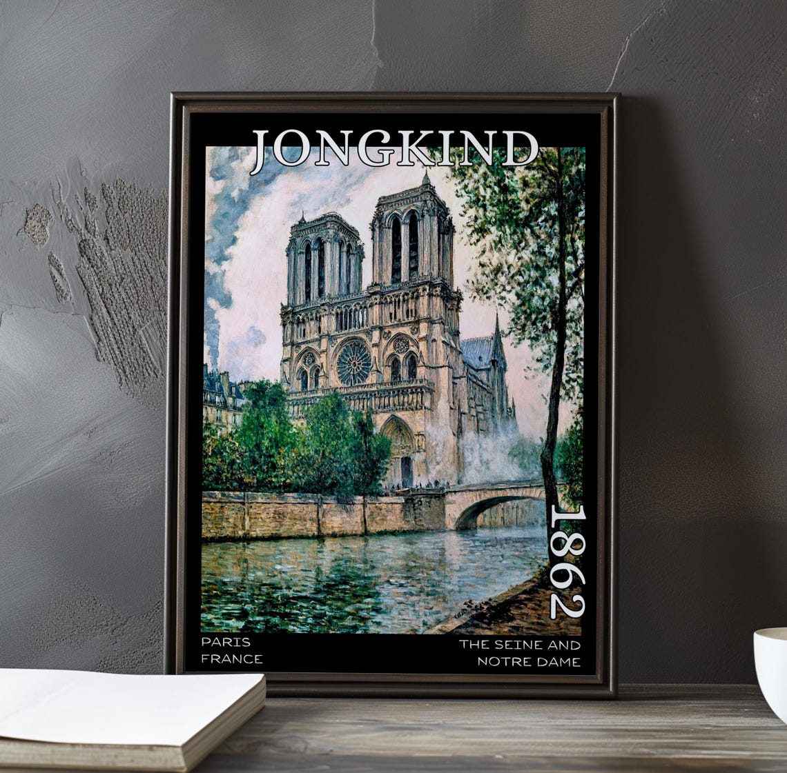 Jongkind 1862 Notre-Dame Cathedral Front Facade Seine River Poster