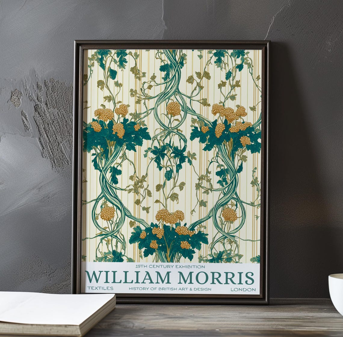 William Morris Golden Berry Vines Striped Cream Textile Poster