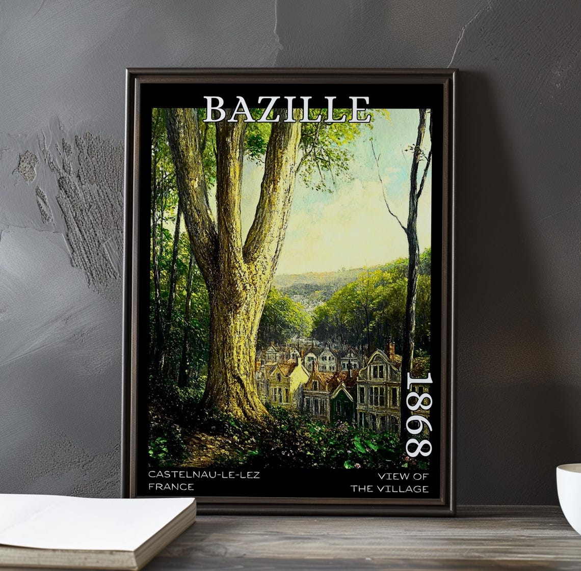 View Of The Village 1868 Frdric Bazille Print Poster French Impressionist Countryside Plein Air Rural Scene 19th Century Art Decor
