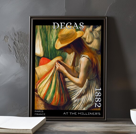 Edgar Degas At The Milliners 1882 Straw Hat Colorful Ribbon Poster
