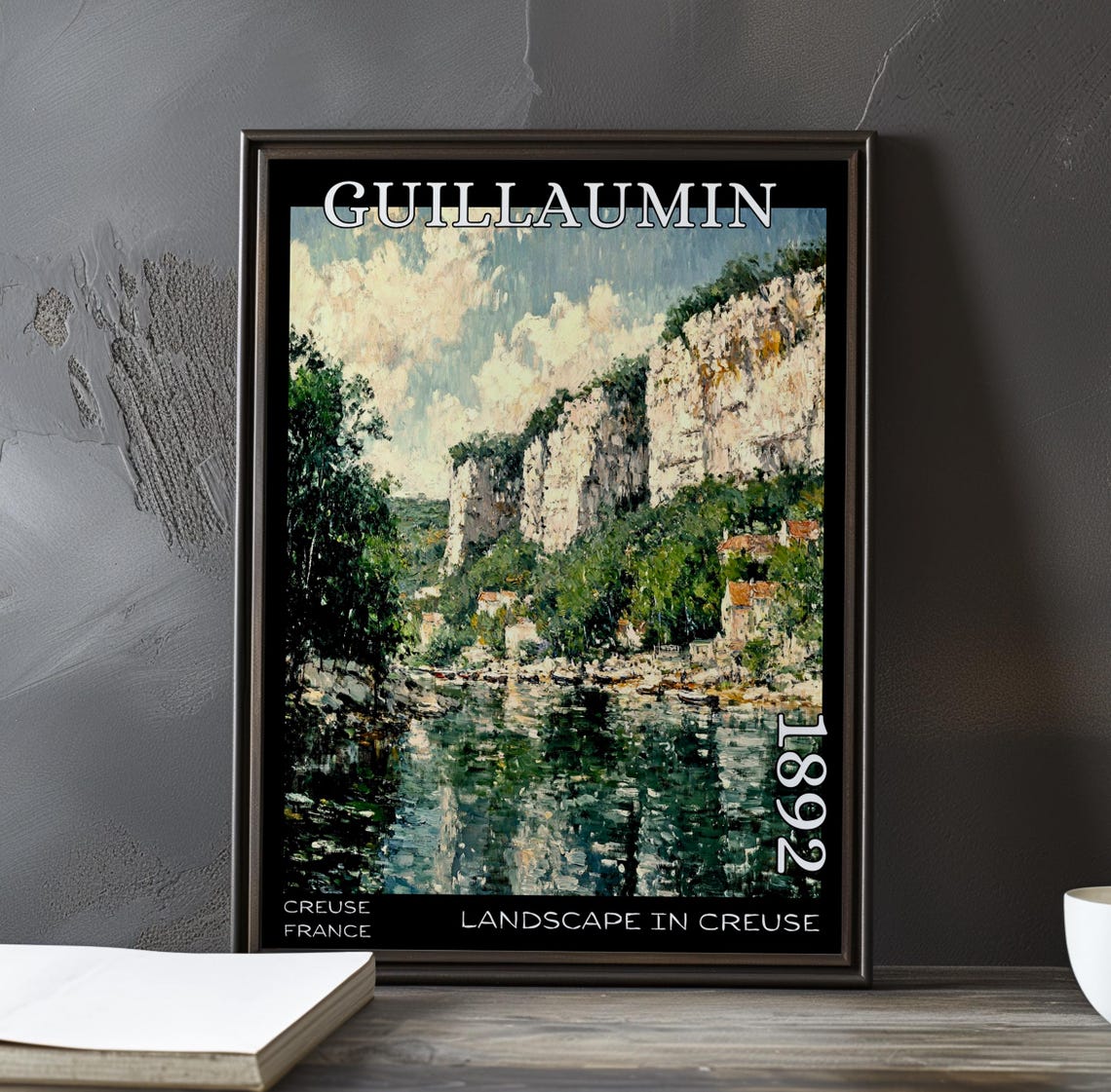 Guillaumin Boats Beneath White Creuse Cliffs 1892 Impressionist Poster