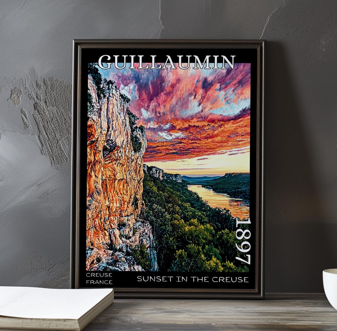 Guillaumin Sunset in the Creuse Cliff Over Valley 1897 Poster