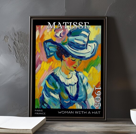 Woman With A Hat 1905 Matisse Style Striped Hat With Bowed Head Poster