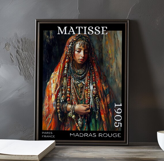 Matisse Madras Rouge 1905 Paris Layered Bead Necklace Portrait Poster
