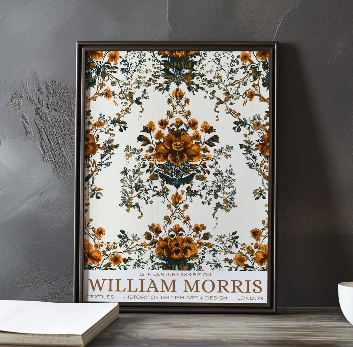 William Morris Sparse Rust Floral Trellis Pattern on Ivory Poster