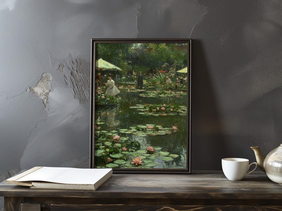 Claude Monet Poster Water Lilies Garden At Giverny Impressionist Gallery Print Colourful Impressionism Art Home Decor