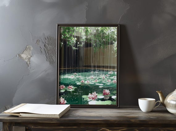 Claude Monet Poster Water Lilies Garden At Giverny Impressionist Gallery Print Colourful Impressionism Art Home Decor