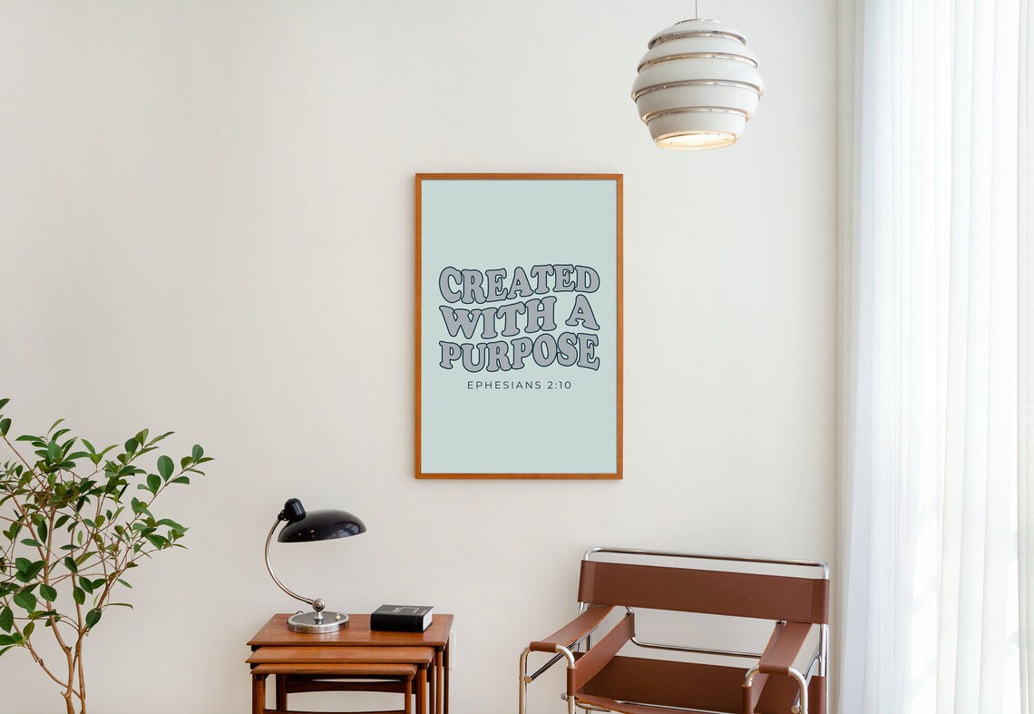 Retro Christian Wall Print, Created With A Purpose - Image 3