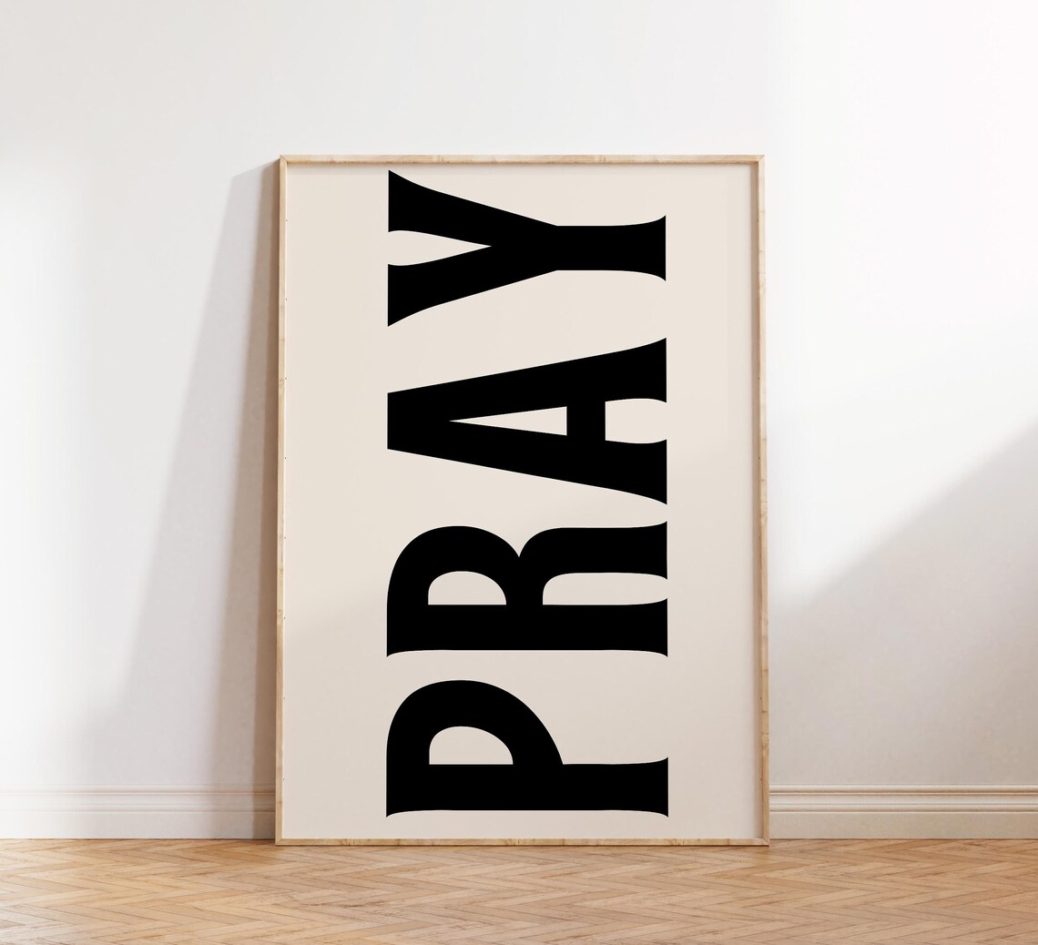 Pray Jesus Typography Poster, Retro Christian Decor - Image 4