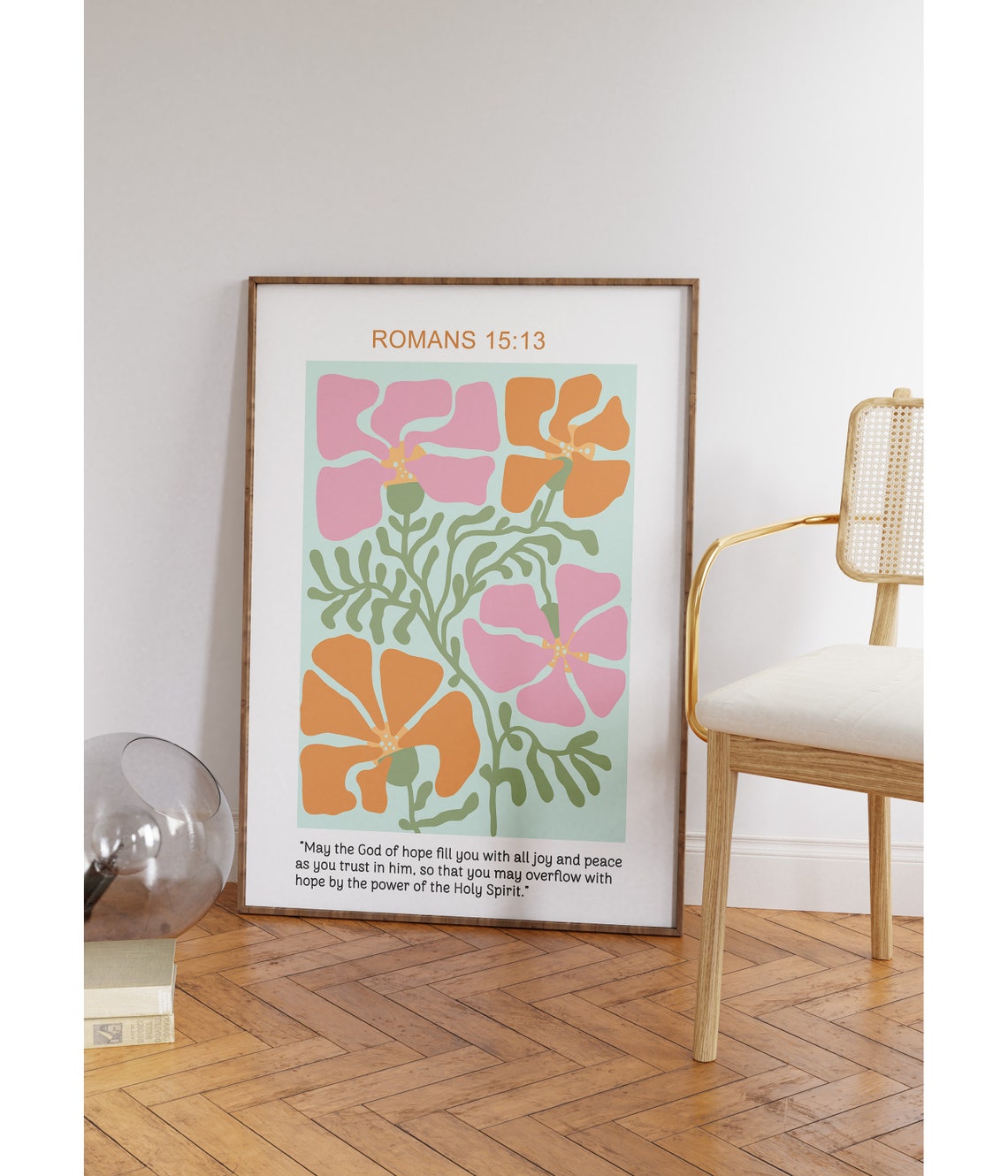 Floral Christian Wall Art Romans Scripture Religious Poster Wall Decor Faith Poster Bible Verse Baptism Gift Gift For Christian - Image 3