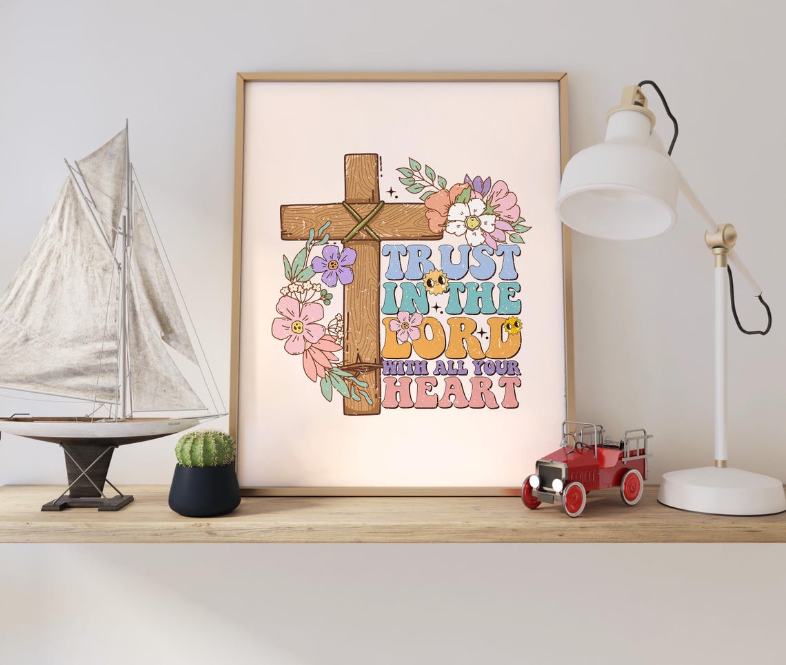 Retro Christian Wall Print Proverbs Bible Verse Christian Poster Faith Scripture Art Wall Decor Gift For Christian - Image 2