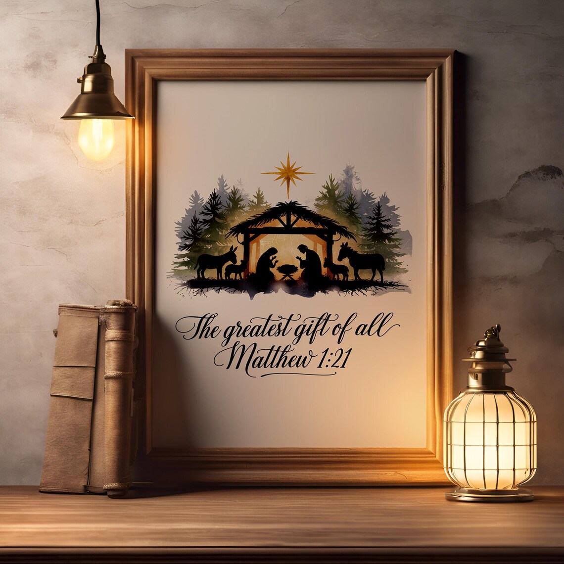 The Greatest Gift of All Nativity Matthew 1:21 Christmas Poster - Image 3