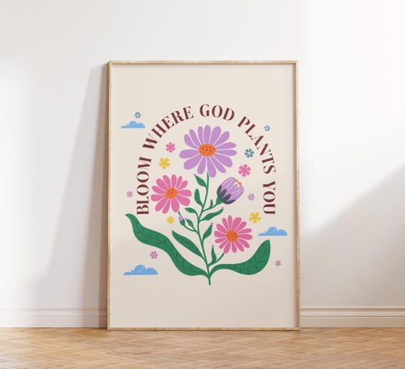 Trendy Christian Wall Art Scripture Art Bible Verse Flower Quote Print Christian Poster Religious Poster Wall Decor